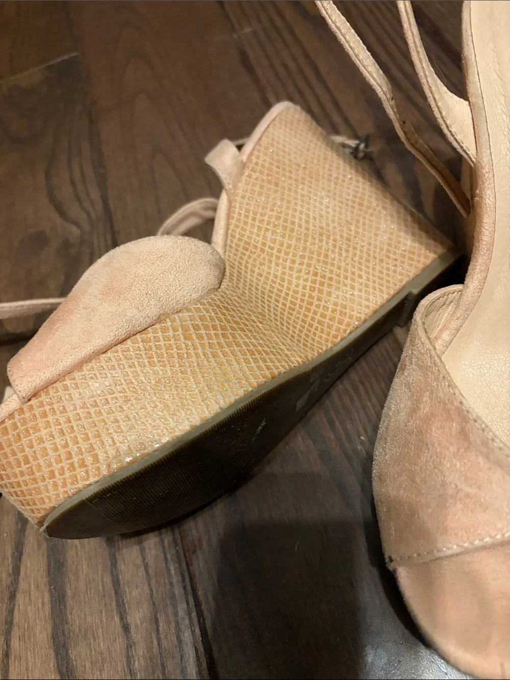 Chinese Laundry Suede Platform Slingback Sandals - Beige